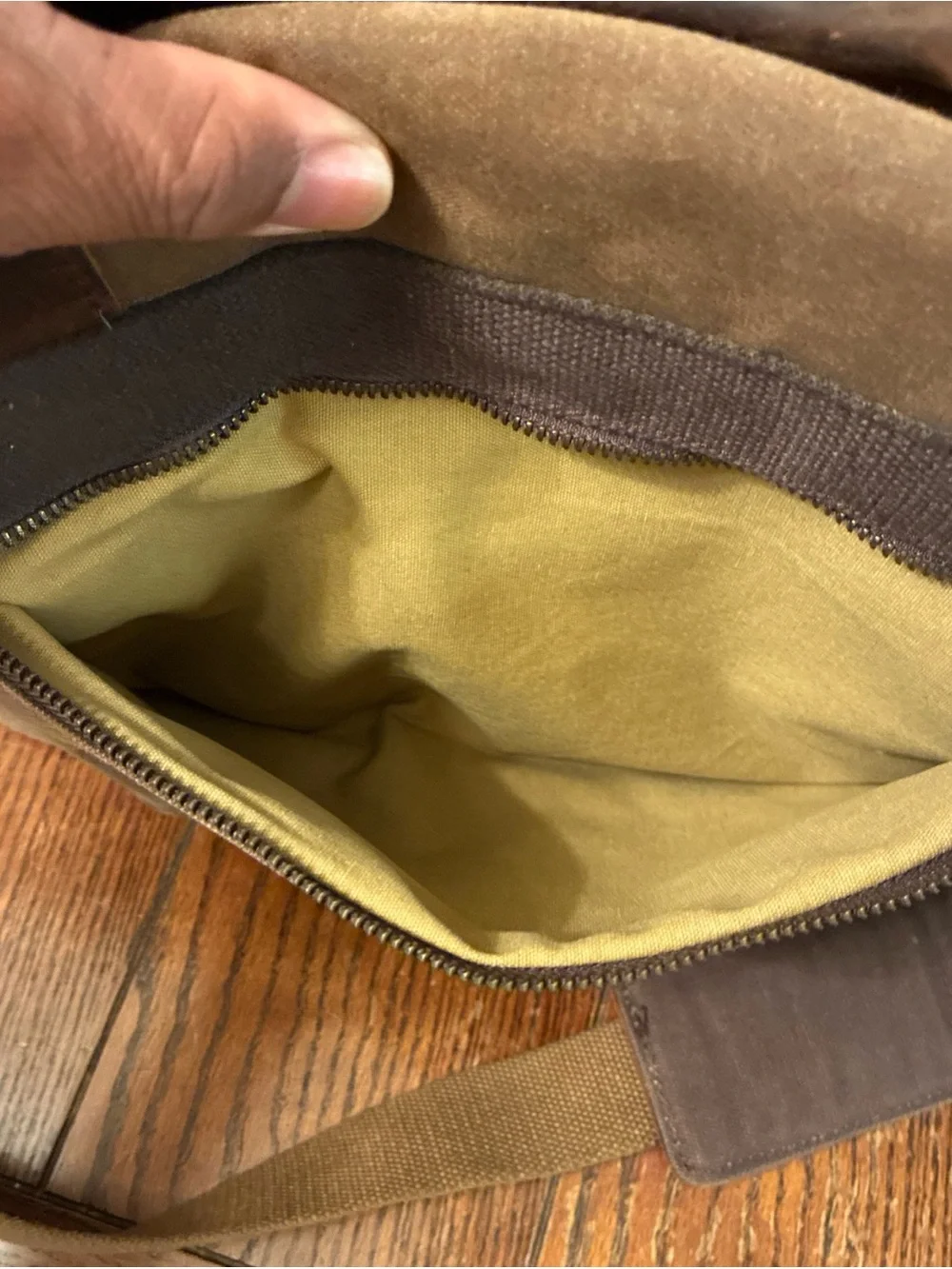 Newhey Men’s Messenger Bag/LapTop Bag Waxed Canvas Genuine Leather Brown Tan